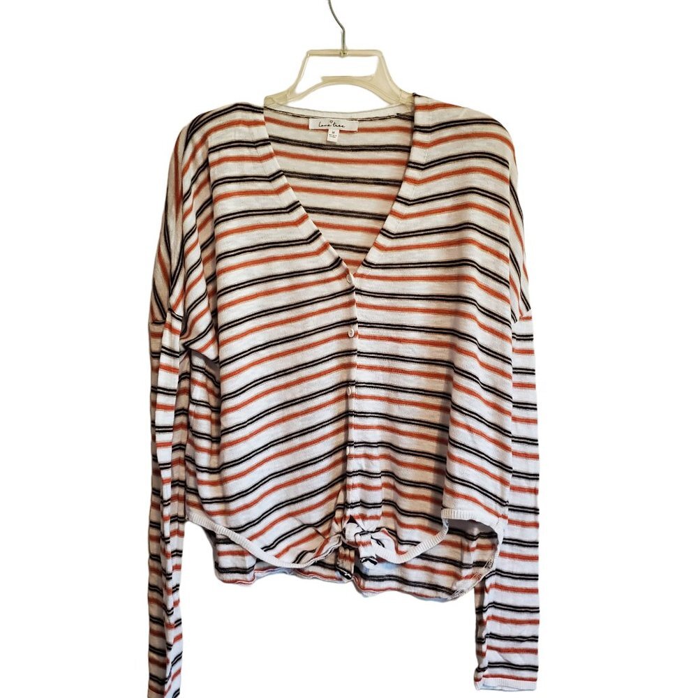 Love Tree Long Sleeve Button Up V‎ Neck Cotton Blend Blouse Medium